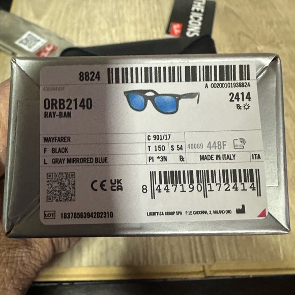 Ray ban 2140 Classic Wayfarer 901/17 polished black/Blue Mirror 54mm - Picture 12 of 12